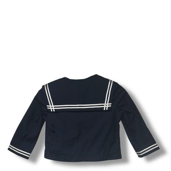 Vtg Goodlad Jacket Nautical Sailor Coastal Shirt Baby Coat Navy Blue White Sz 2T - Picture 3 of 13
